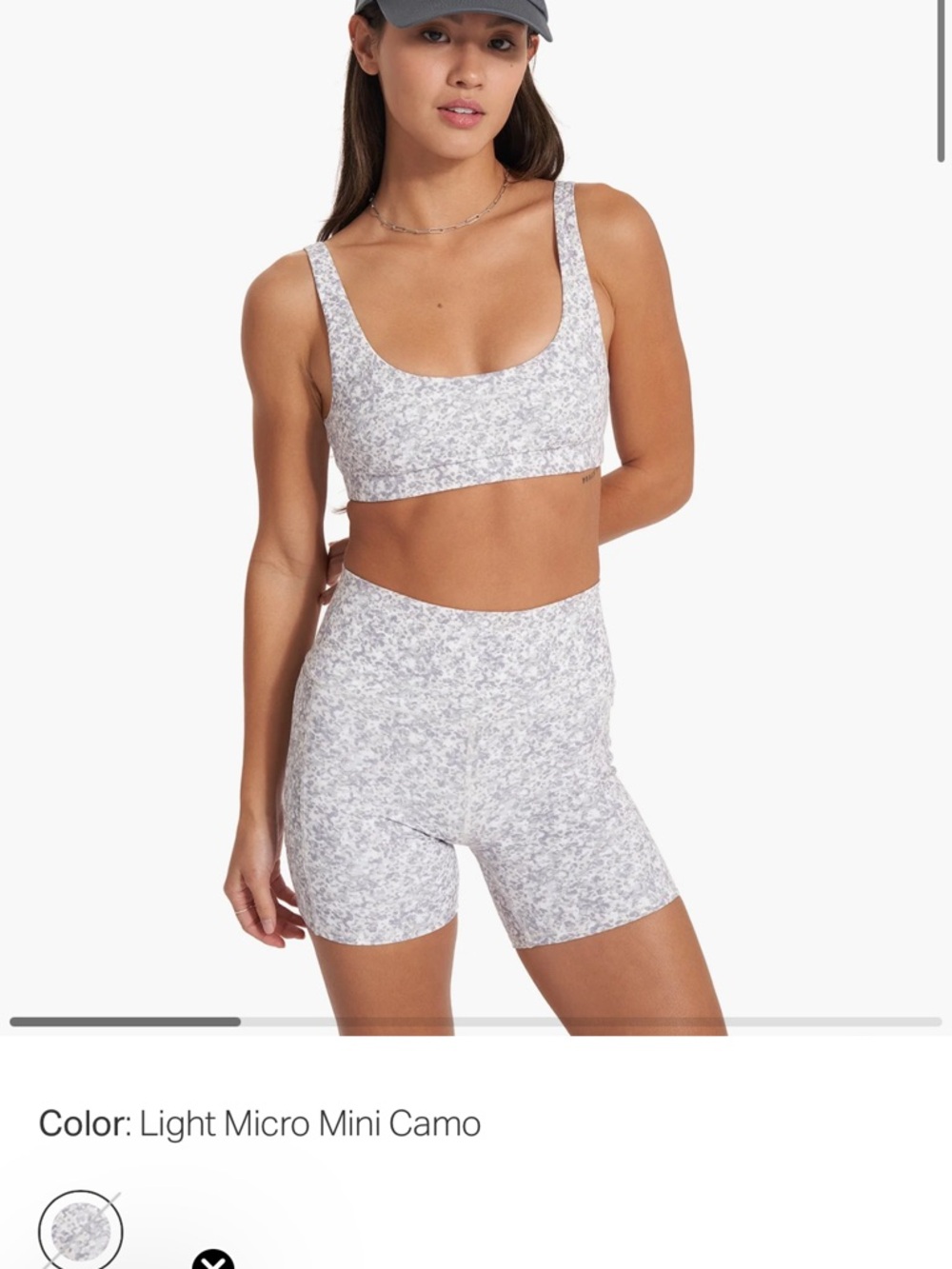 Vuori Everyday Scoop Crop Bra & Bike Shorts Set - Light Micro Mini Camo